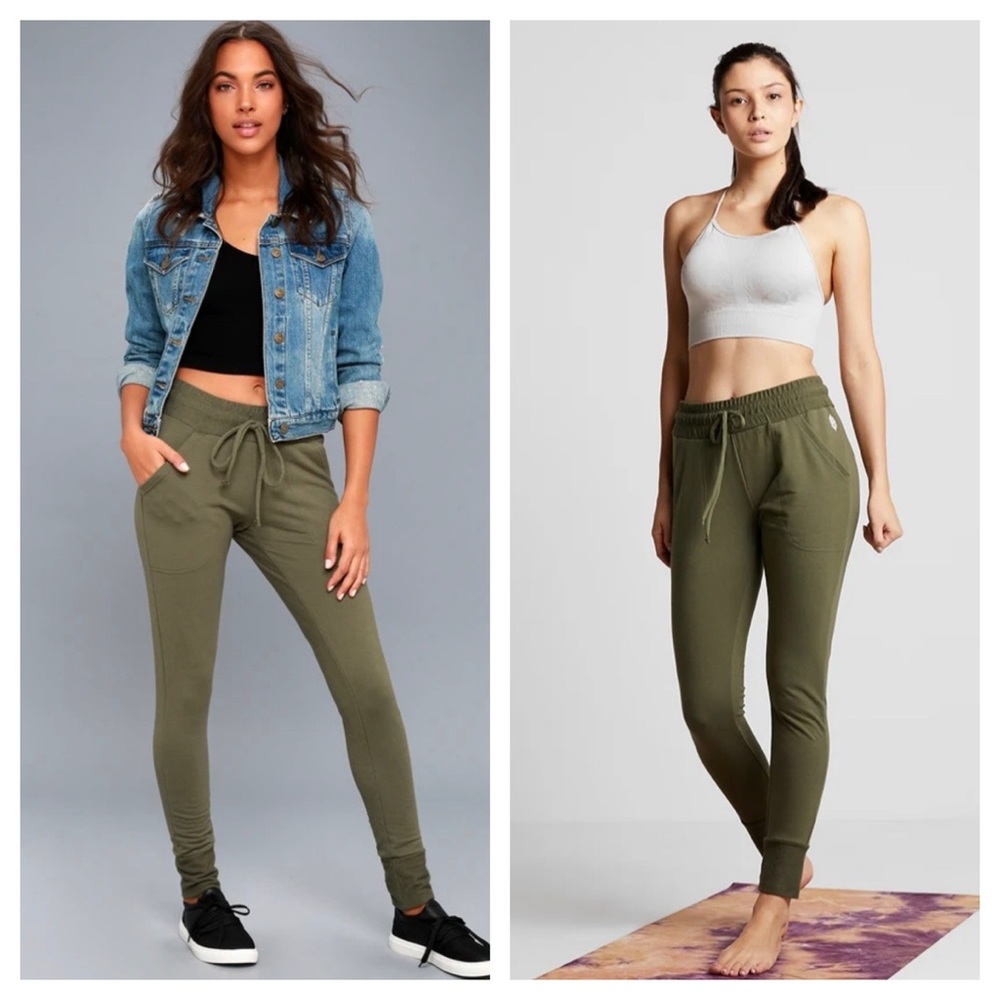 FREE PEOPLE FP Movement Sz XS. Sunny Skinny Sweatpant In Everest Olive GREEN